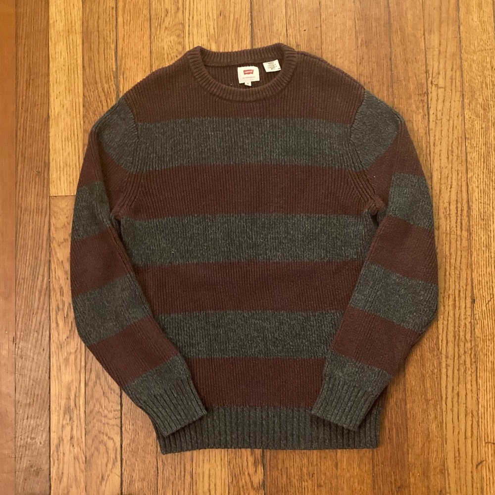 Levi's Ribbed Knit Sweater in Burgundy and Gray